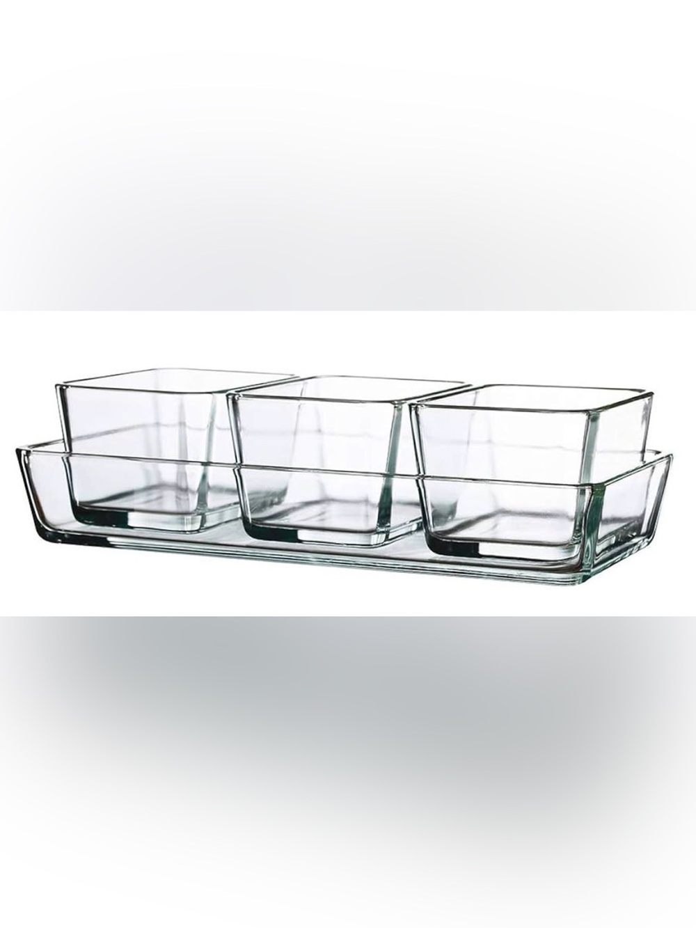 IKEA Clear Glass Serving Set - Transparent Snack Dishes with Tray